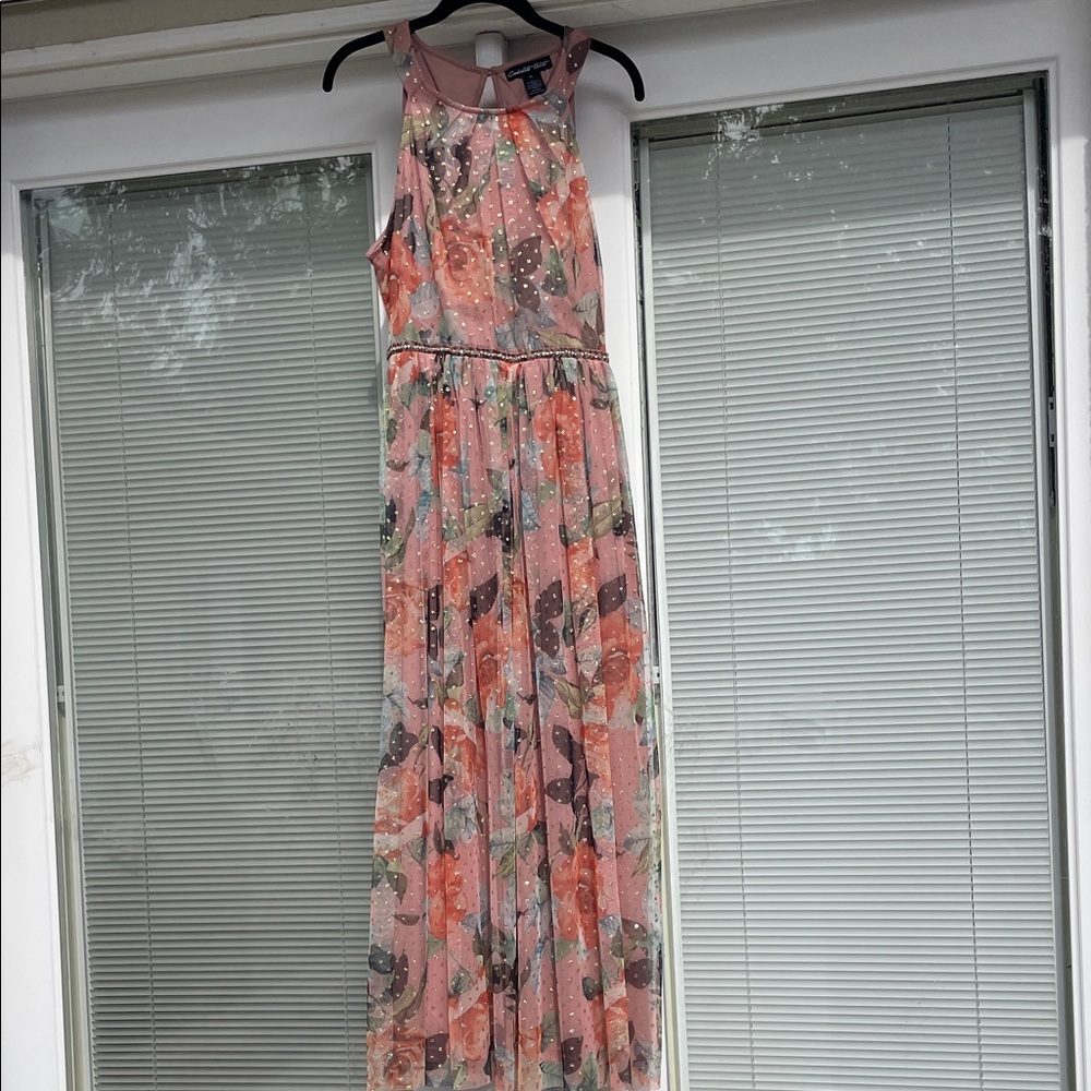 Candie's Pink and Green Floral Maxi Dress